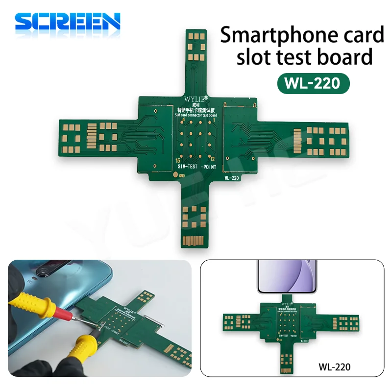 

Тестовая плата WYLIE WL-220 для проверки слотов SIM-карт смартфонов, инструмент для ремонта и тестирования сигналов, для ремонта электроники телефонов