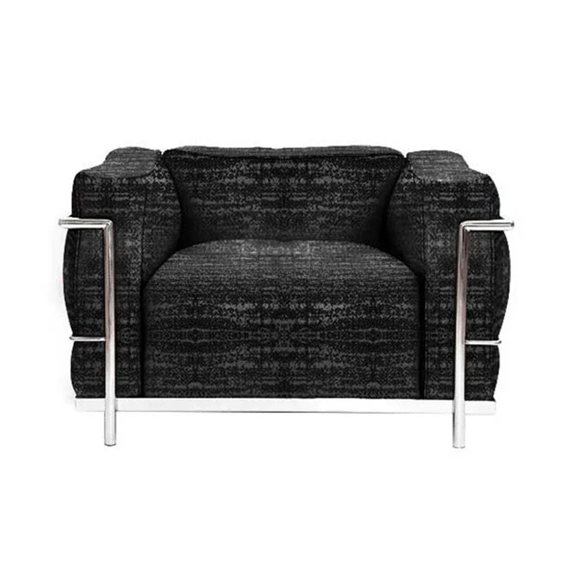 

Single chair Home living room fabric casual sofa chair, retro stainless steel chair