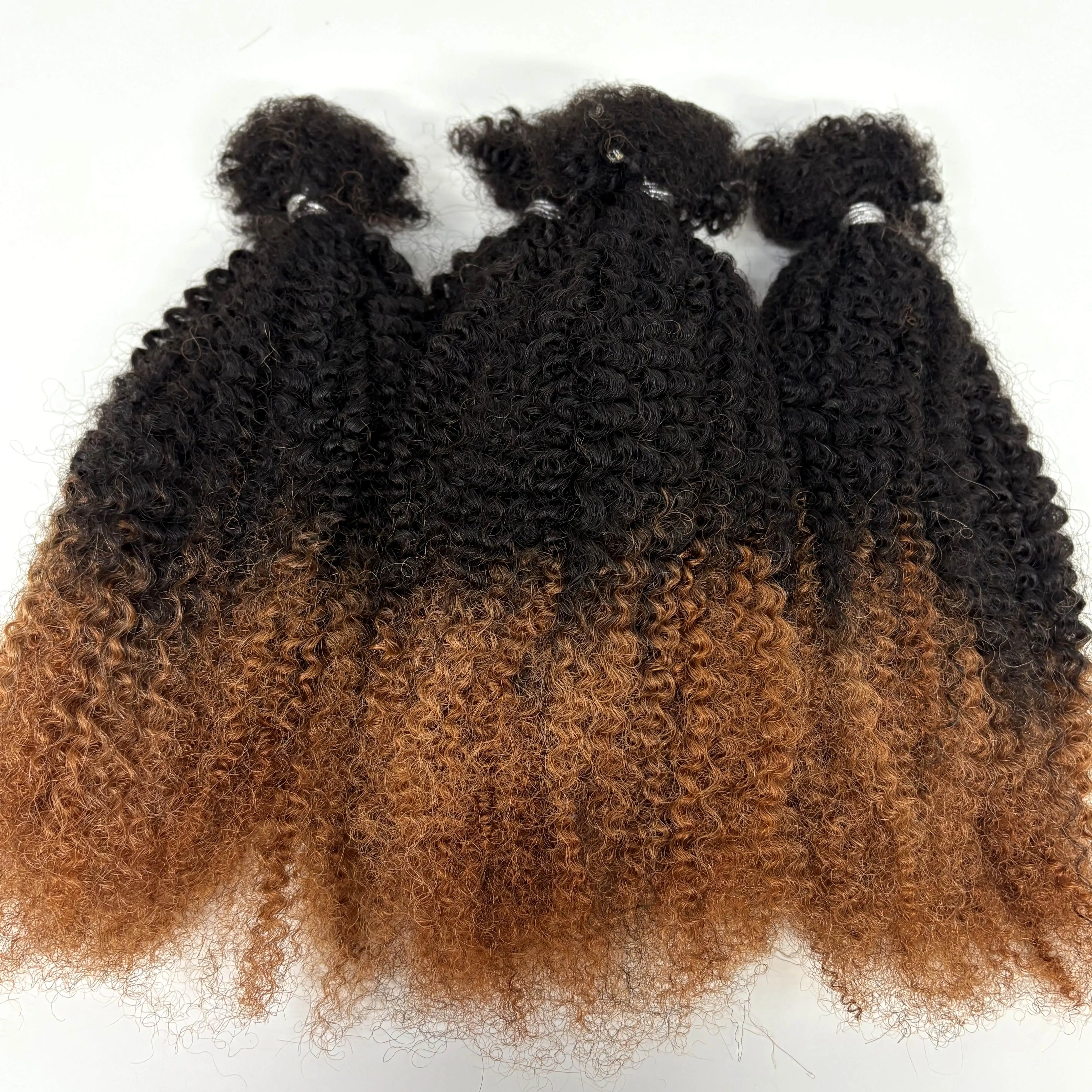 Natural Afro Kinky Curly Human Hair Bulk Extension No Weft 16Inch 30g/Bundle for Permanent Micro Locs/Twists/Braids/Repair Locs