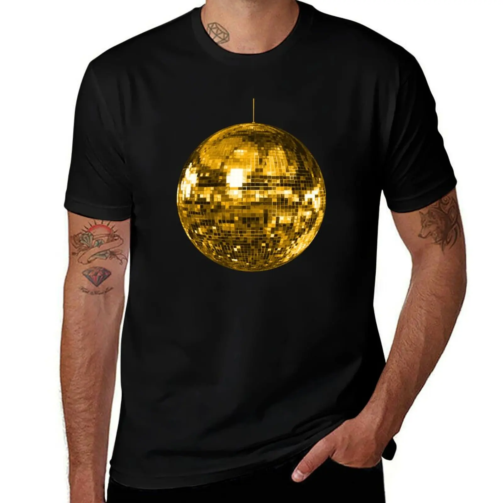 

Gold Yellow Disco Ball T-Shirt t shirt man cotton t shirt man plain funny t shirts cotton T-shirt