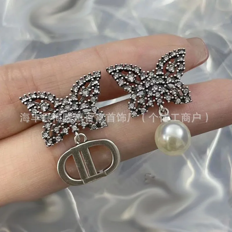 

Серьги-гвоздики Dijia New Bow Retro Pearl Classic D Family, модные, в стиле «свиной нос», CD-стиль