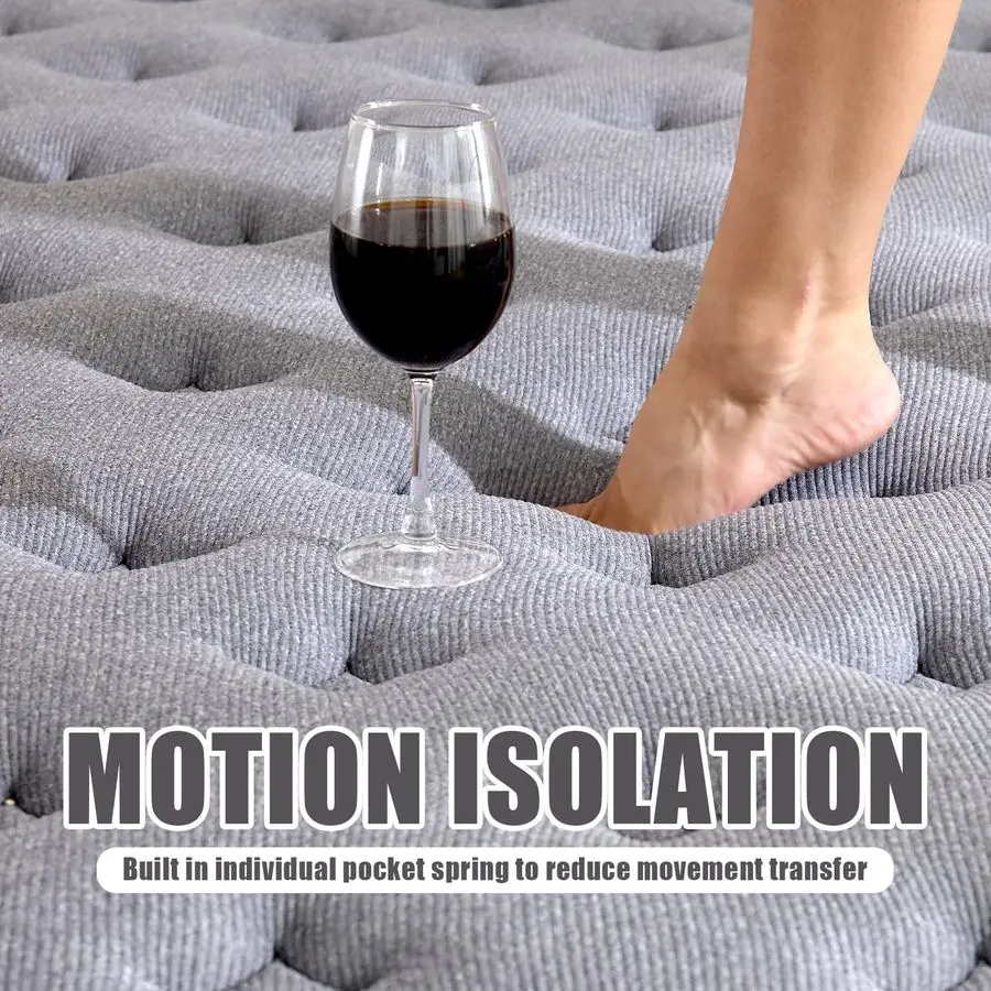 مرتبة، مرتبة إسفنجية هجينة بحجم مزدوج مقاس 10 بوصة مع نوابض جيب مطورة، تخفيف الضغط، راحة مسامية ومتينة #5