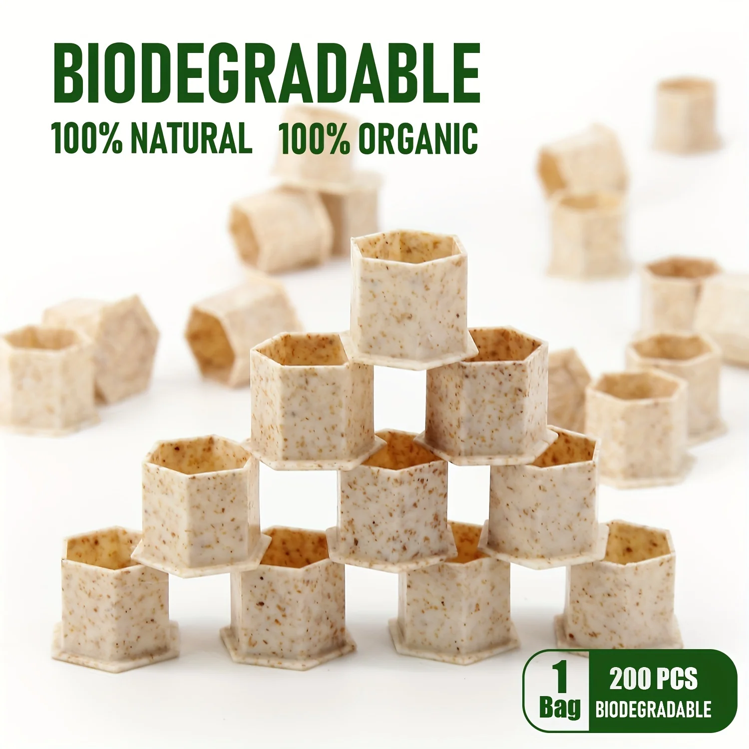 200 Uds tazas de tinta de tatuaje biodegradables S/M/L 10mm-15mm, tapas de tinta de tatuaje desechables ecológicas con Base paja de trigo ecológica para sujetar