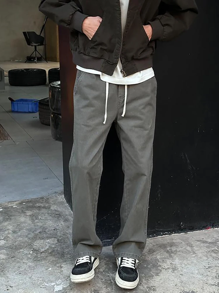 

Trendy American Retro Casual Pants Men's Spring Autumn New Sle Loose Straight Leg Dstring Versatile Long Trousers