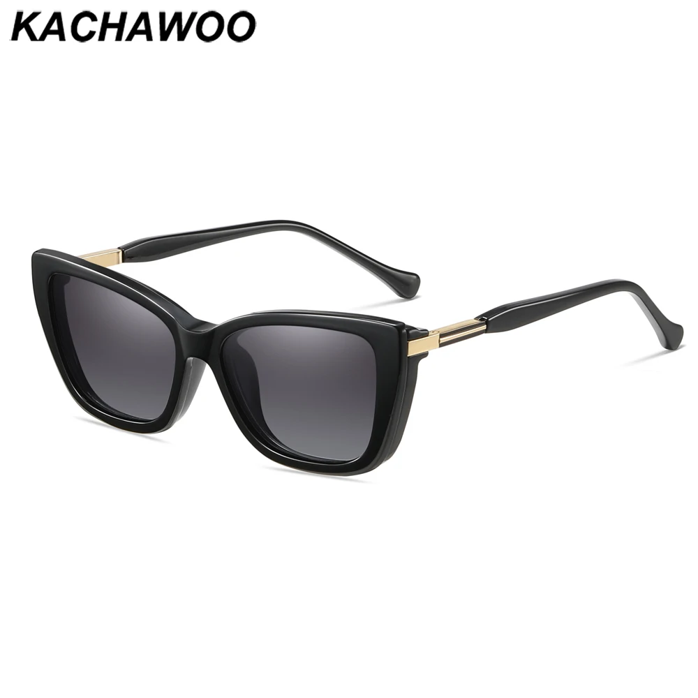 

Kachawoo винтажные поляризационные солнцезащитные очки для женщин, очки с магнитной клипсой «кошачий глаз» TR90, женские модные стильные солнцезащитные очки черного цвета