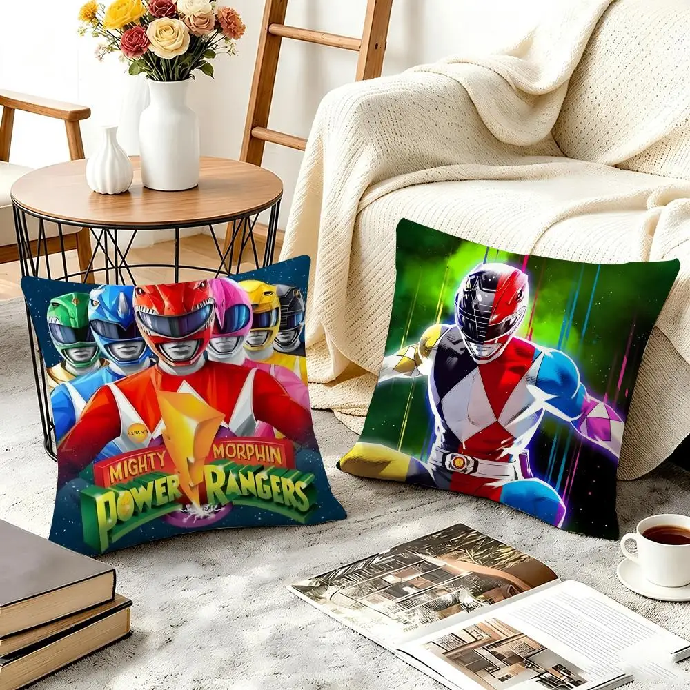 Anime Folm P-Power Rangers Cushion Cover Plush Fabric Soft Double Sided Print Home Sofa High Quality Cushion Cover Throw