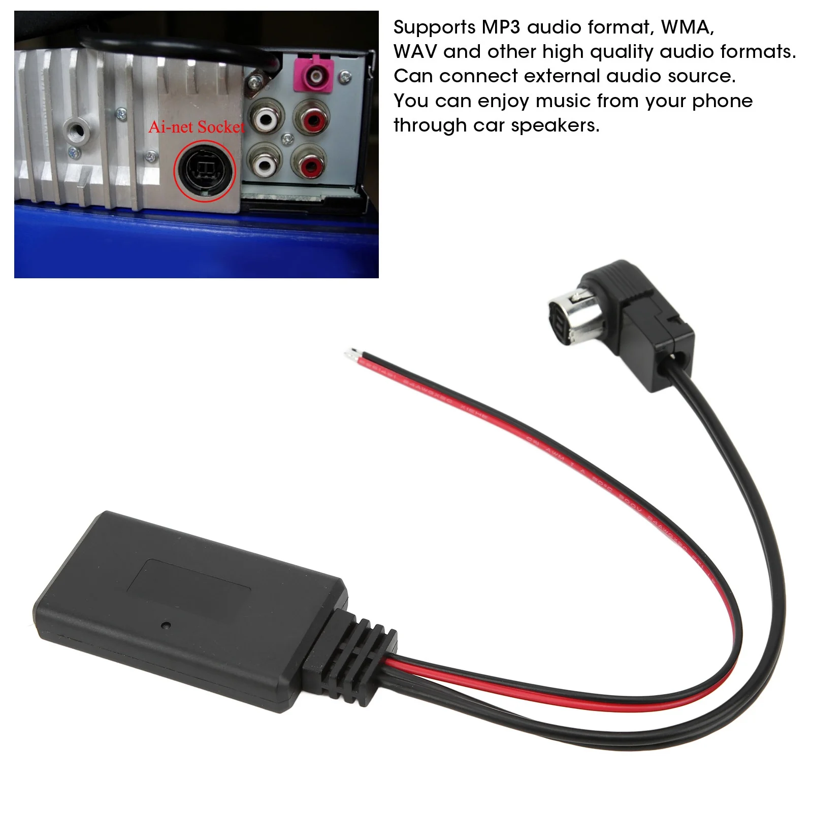 Módulo Bluetooth inalámbrico, adaptador de audio auxiliar, cable de repuesto para Alpine KCA‑121B AI‑NET CDA‑9857 CDA‑9886 CDA‑117