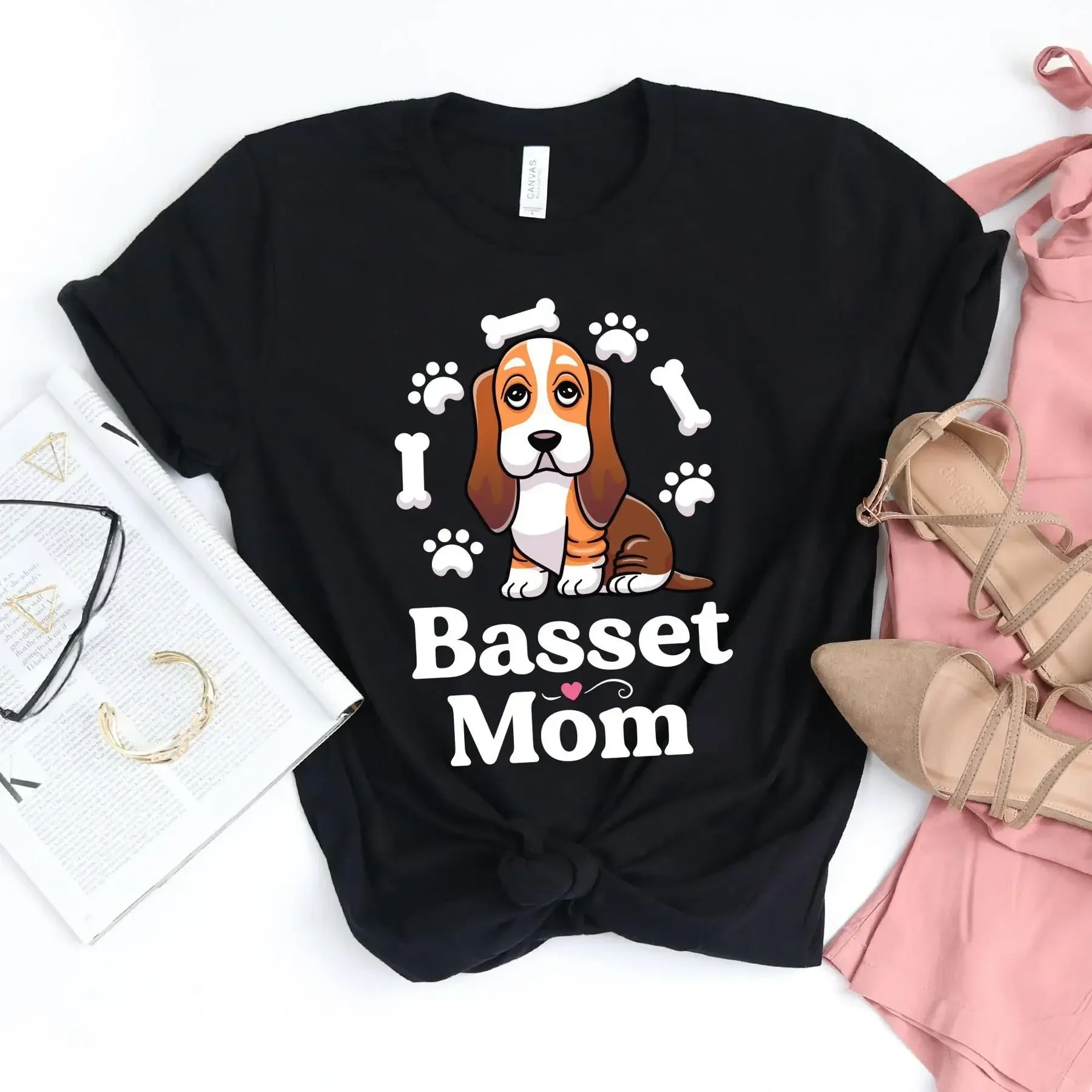 Basset Mom T Shirt Hound For Him Her Dog Lover