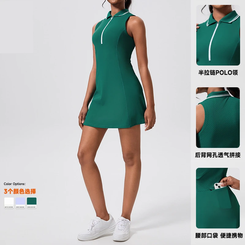 Tennis Dress Women with Pocket 2024 Golf Wear New Sport Breathable Polo Outfit Badminton Fitness Workout Athletic Active Wear