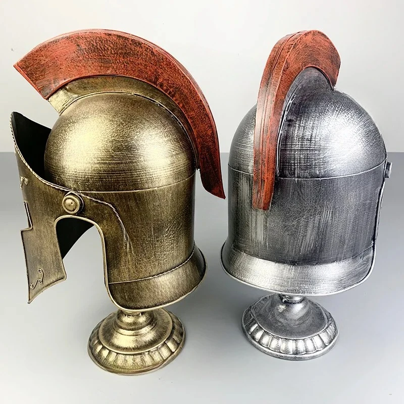 Creative home personality ornament retro Roman warrior helmet wrought iron handmade armor character model props