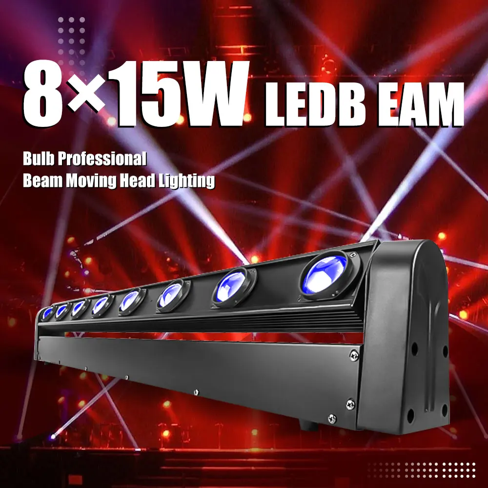 

LED 8x15W Beam Moving Head Lights RGBW Strip Lights DMX512 DJ Disco Home Party Birthday Party Concert Fast Shipping