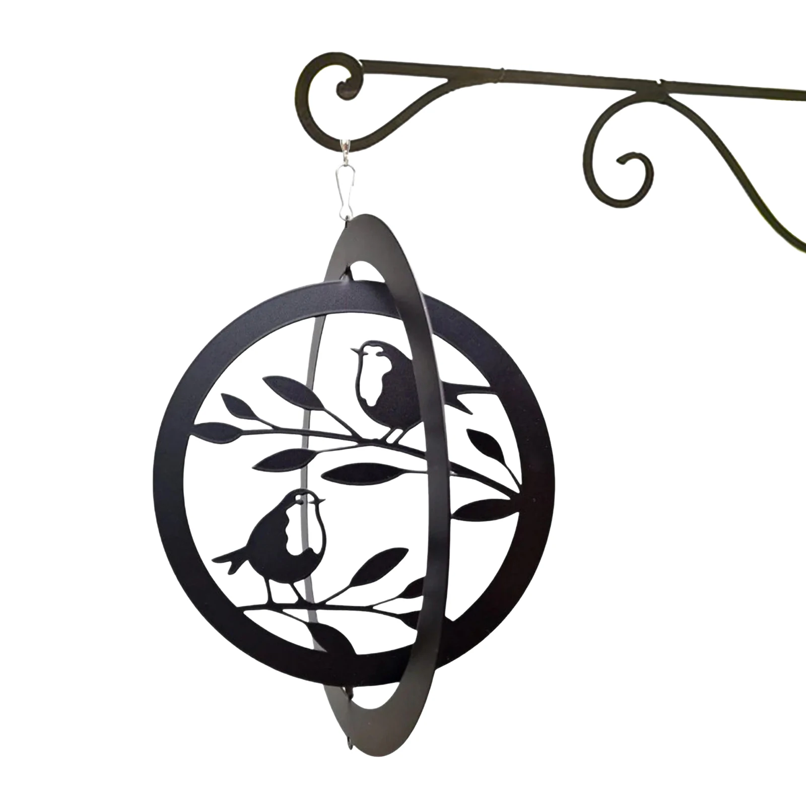 Metal Hanging Wind Spinner Weatherproof Bird Silhouette Spinning Decors Retro Hanging Wind Chimes for Home Garden Decor