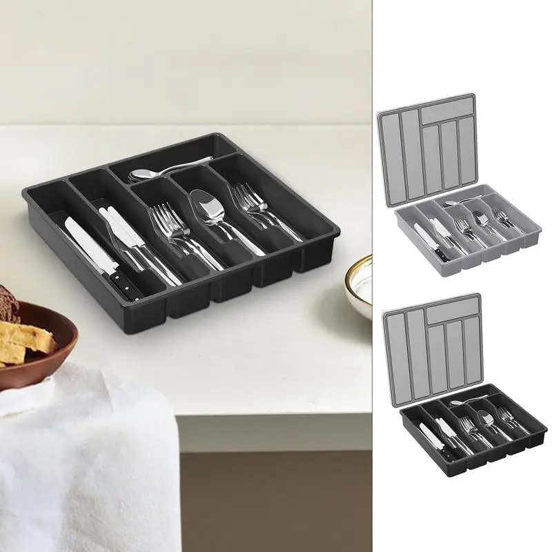 

Flatware Utensil Storage Case Covered Utensil Tray for Kitchen Drawer and Countertop Storage Box for Spoons Forks Knives Holder