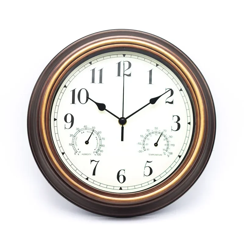 Wall Clock with Temperature and Humidity Display for Foreign Trade Wholesale 12 Inches Quartz Clock for Living Room