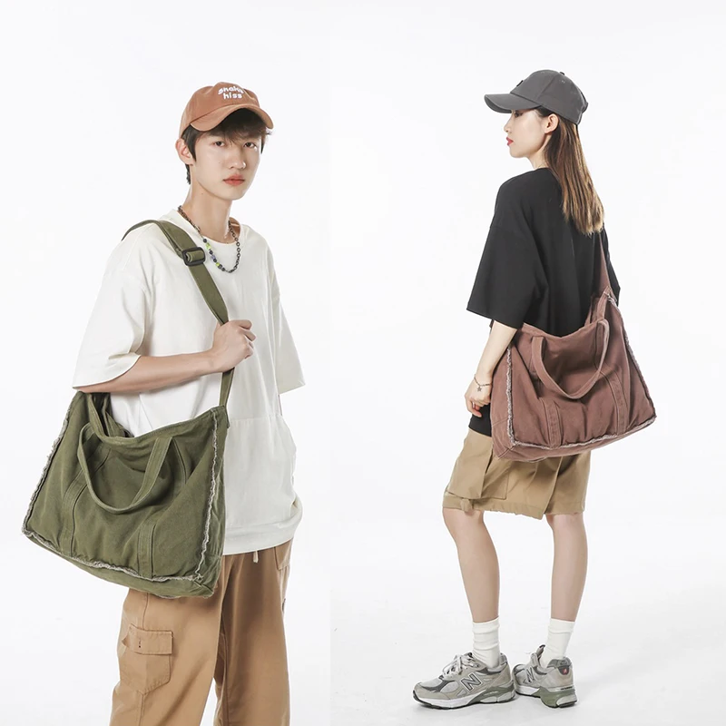 

Canvas Hobo Bag for Women Men Large Crossbody Shoulder Bag Totes Commuting Purses Shopping Handbag Satchels,raw edge crossbody