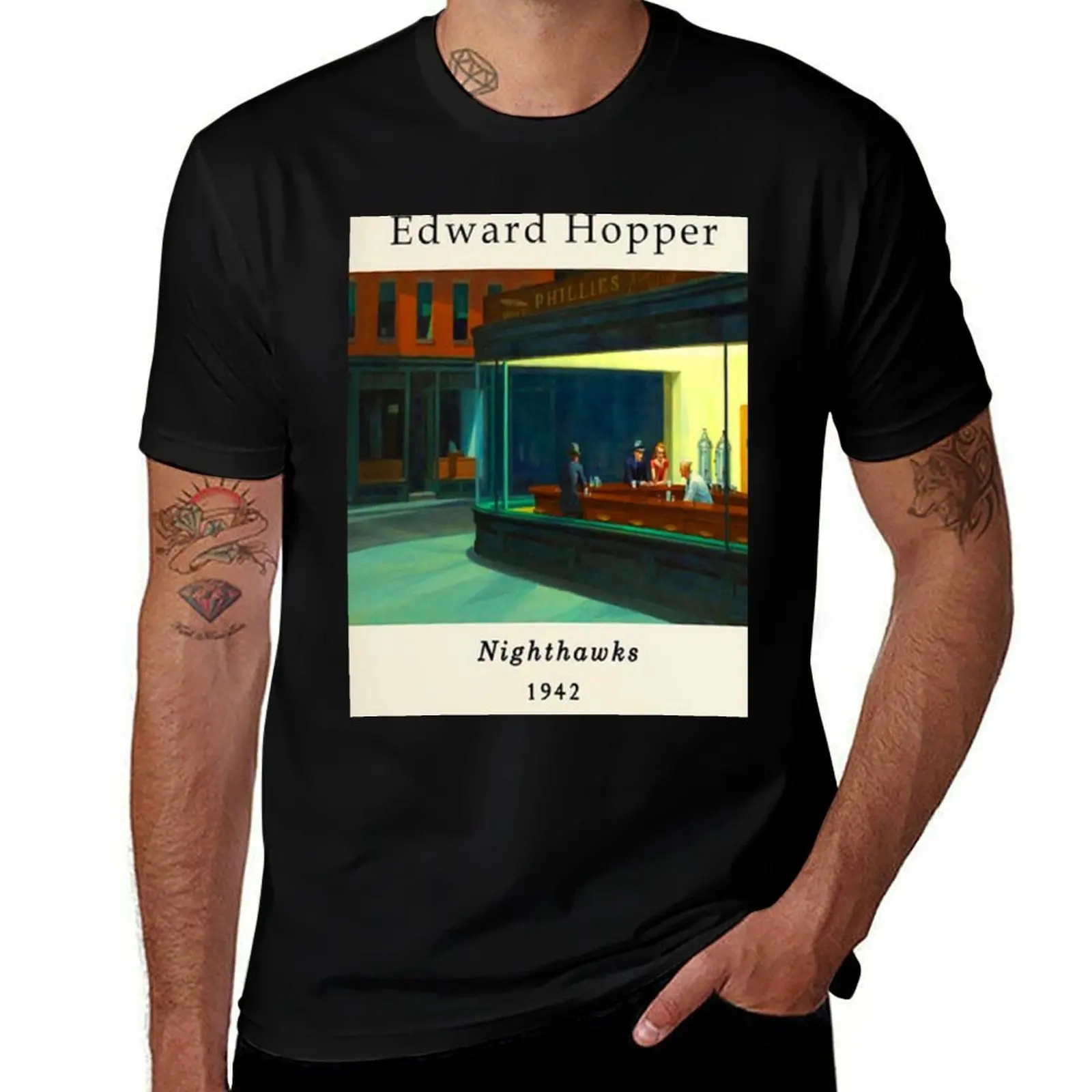

Edward Hopper Exhibition T-Shirt cotton t shirt man t shirts cotton 100% T-Shirt