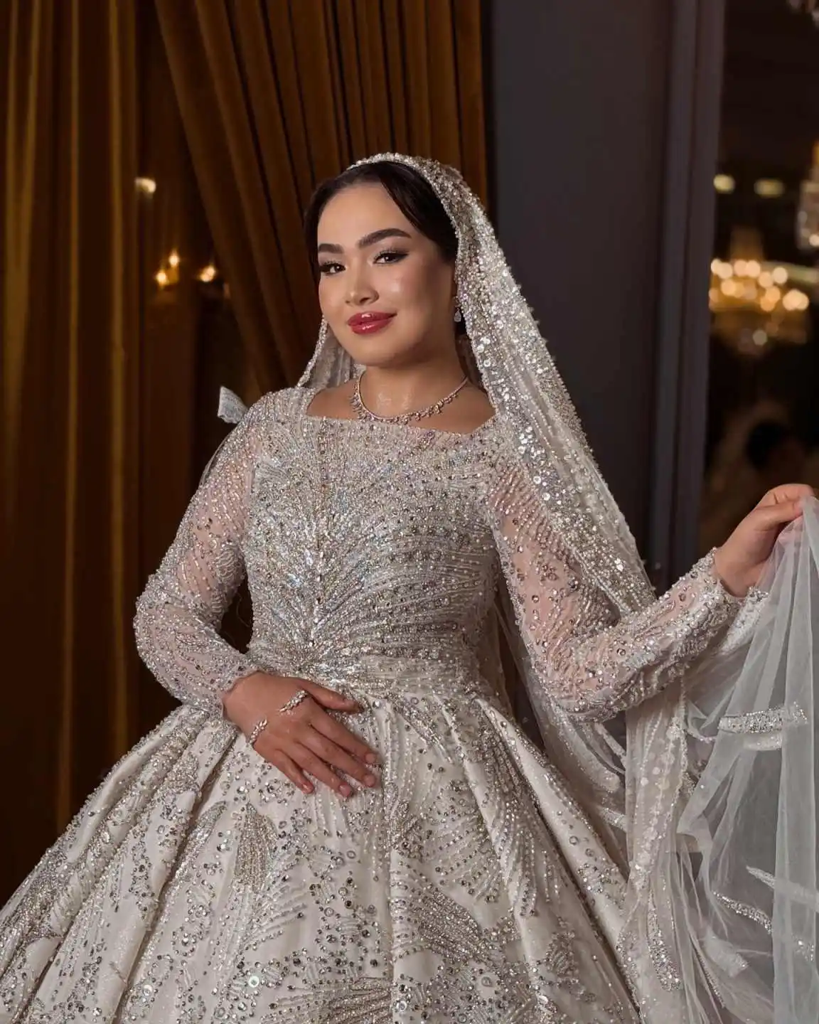 Vestido De fiesta De lujo, Vestidos De Novia con lentejuelas, perlas De cristal, Vestidos De Novia De encaje, Vestidos De Novia De talla grande, Color personalizado