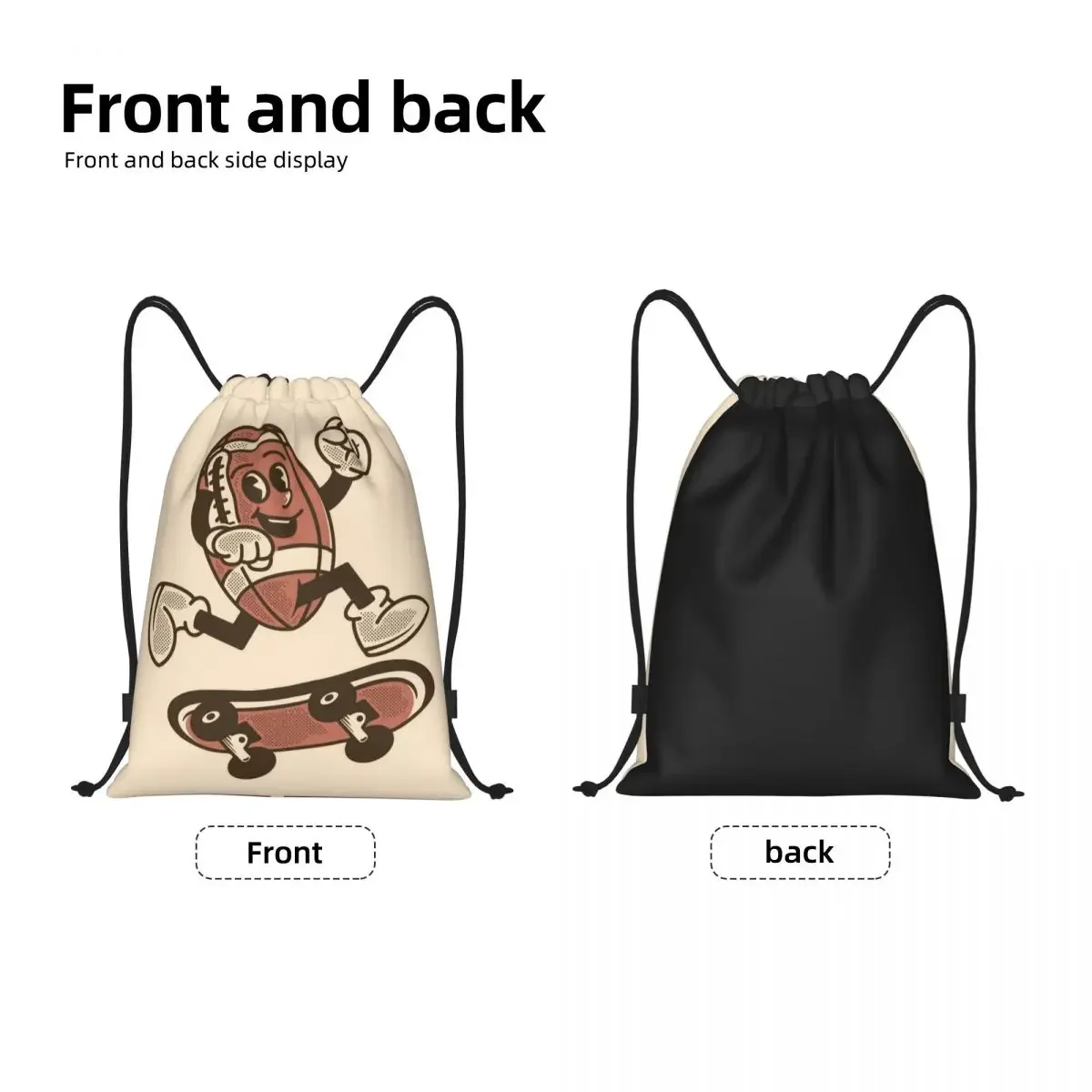 American Football Ball Drawstring Backpack Women Men Gym Sport Sackpack Foldable Jumping On Skateboard Shopping Bag Sack