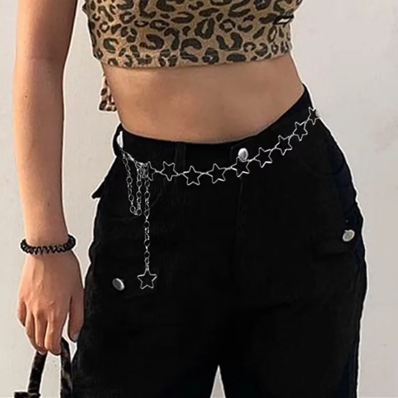 

Ремень-цепочка в стиле панк, металлические поясные ремни, ретро-декоративное платье со звездами, поясная цепочка, аксессуары для одежды
