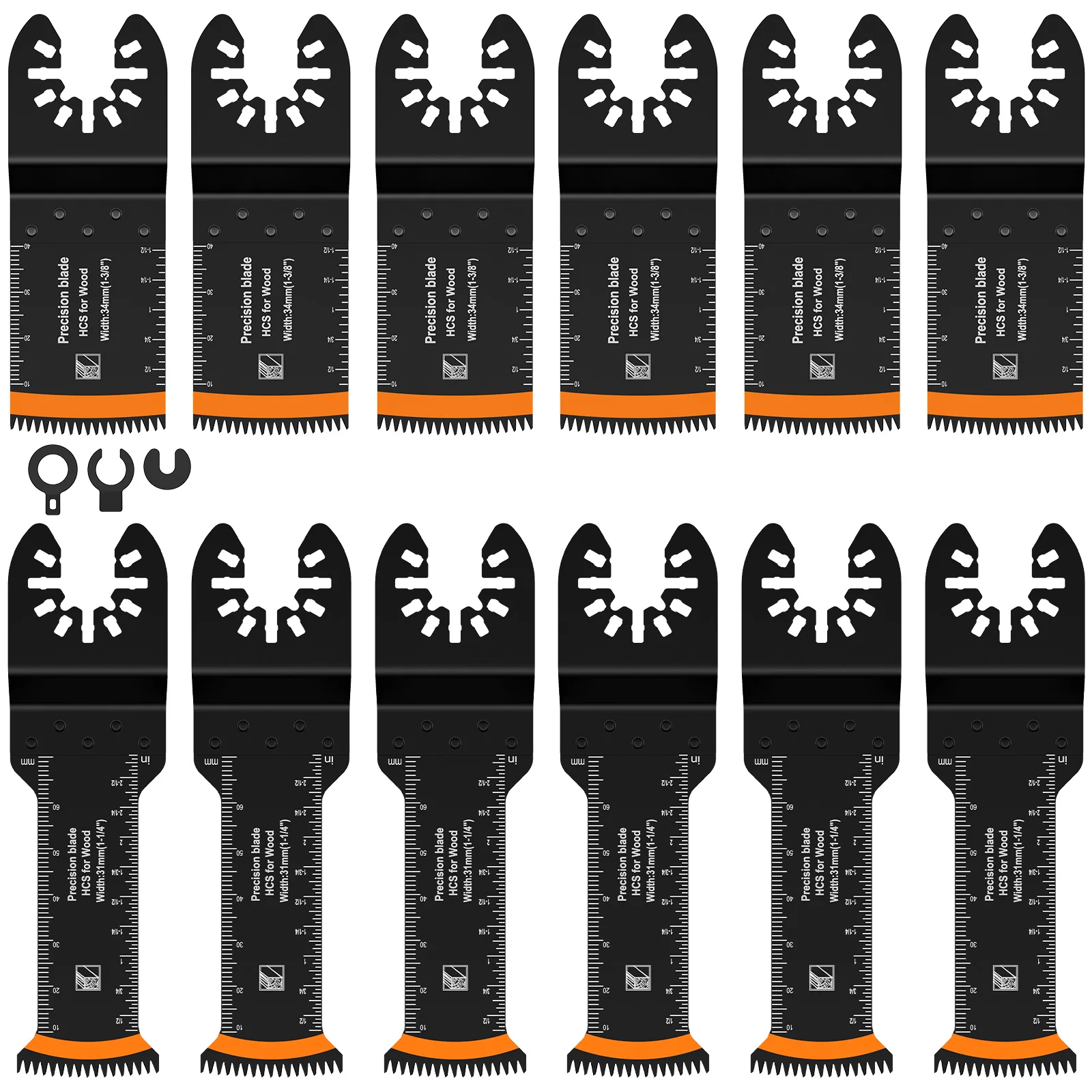 12Pcs Japanese Precision Tooth Oscillating Saw Blade Set High-Carbon Steel Oscillating Multitool Blade Extra-Long Curved Edge