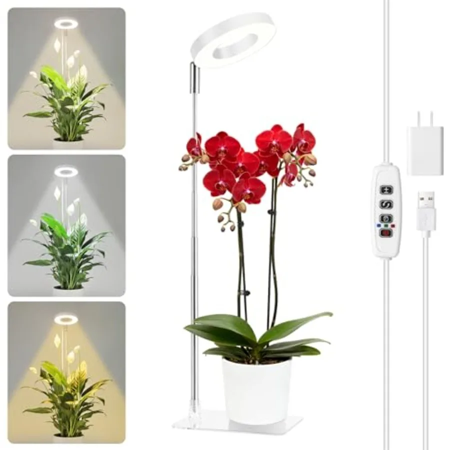 

Grow Lights for Indoor Plants Full Spectrum, 48 LEDs Plant Light for Indoor Plants, Height Adjustable, Small Halo Growing Lamp