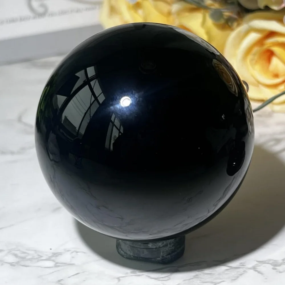 Five Size Black Obsidian Sphere Polished Divination Natural Obsidian Protective Crystal Sphere Meditation Healing Crystal Ball view 4