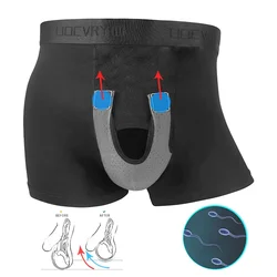 Man Sexy Magnetic Lingerie Special HOOK&LOOP Crotch Design Boxers Adjust Scrotum Varicocele Support Dual Big Penis Pouch Briefs