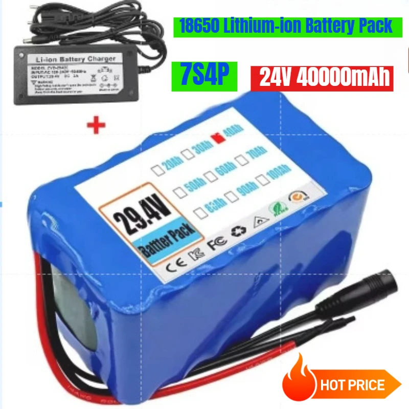 

7S4P 18650 Lithium-ion Battery Pack 24V 40000mAh for Electric Bicycles Power-Assisted Vehicles Balance Bikes