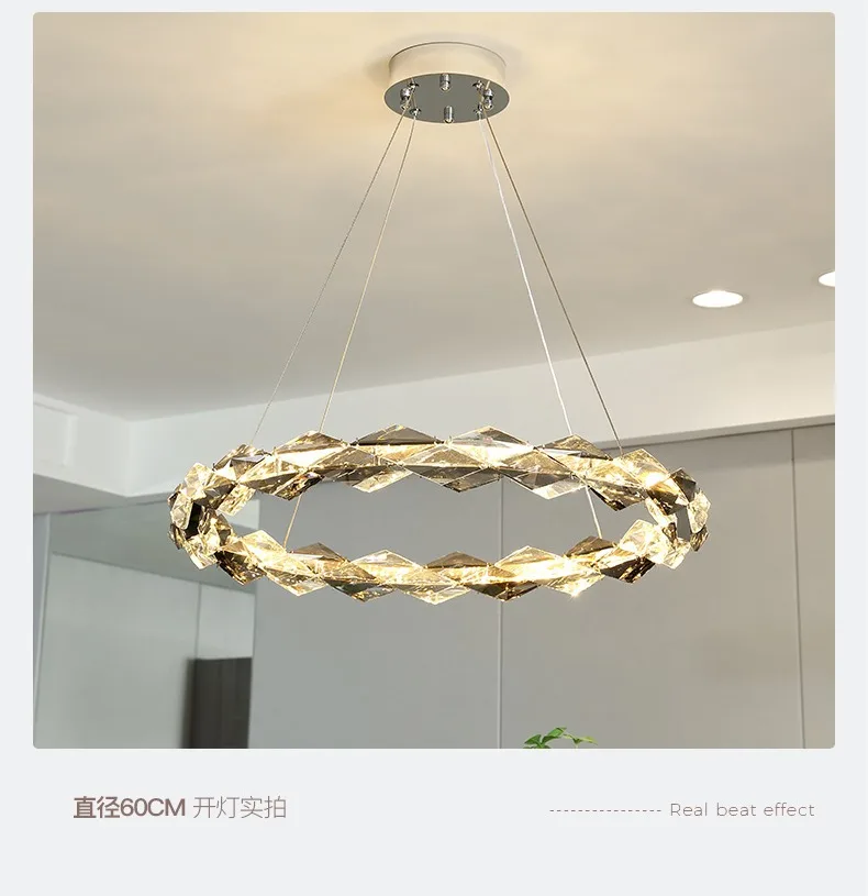 

Crystal Living Room Modern Minimalist French Creative Circular Duplex Staircase Master Bedroom Dining Room Chandelier