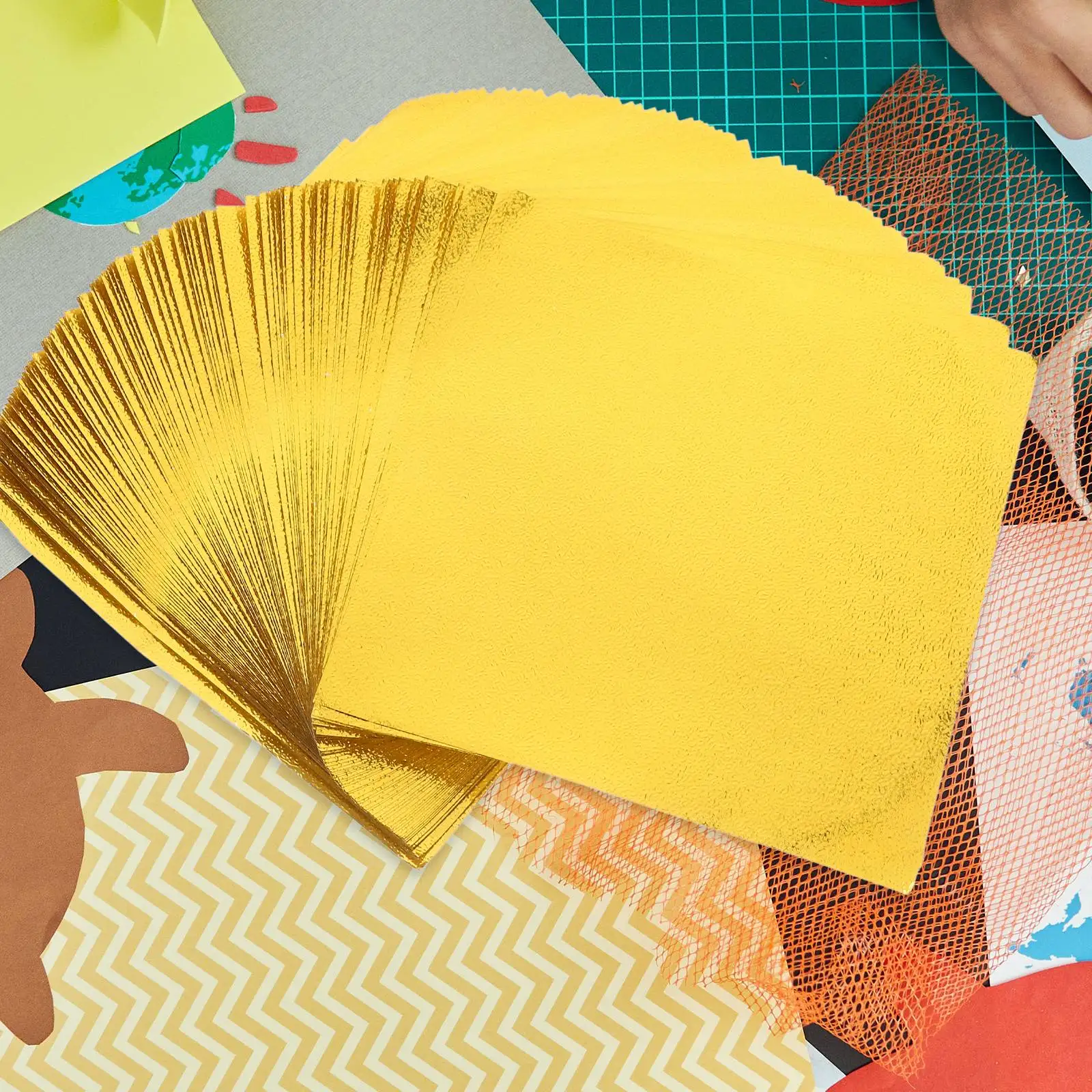 100 Sheets Golden Origami Paper Bright Color DIY Craft Folding Kids Handmade Party Home Decoration Scrapbooking Square Foldable