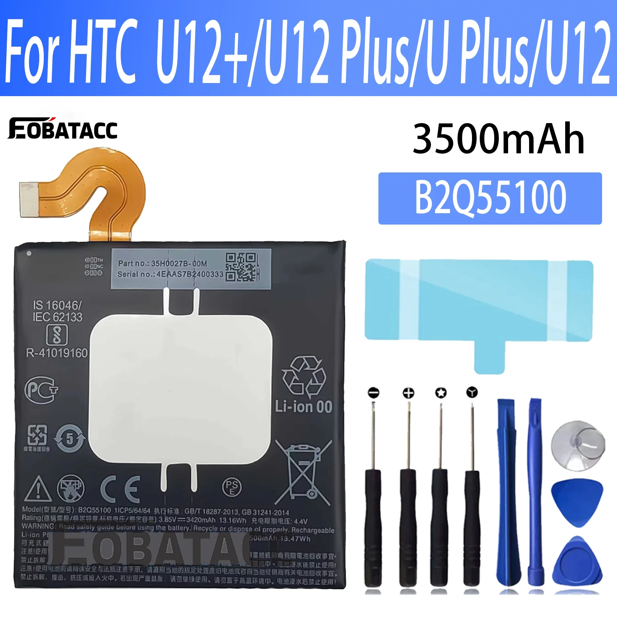 

100% New Original Battery B2Q55100 For HTC U12+/U Plus/U12 Battery + Free Tools