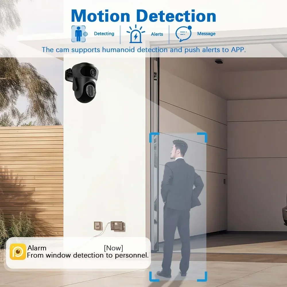 4K 8MP WiFi Smart Home Two-Way Audio PTZ IP Camera Dual-Lens Human Detect CCTV Camera Outdoor Wifi Surveillance Camera IPC360