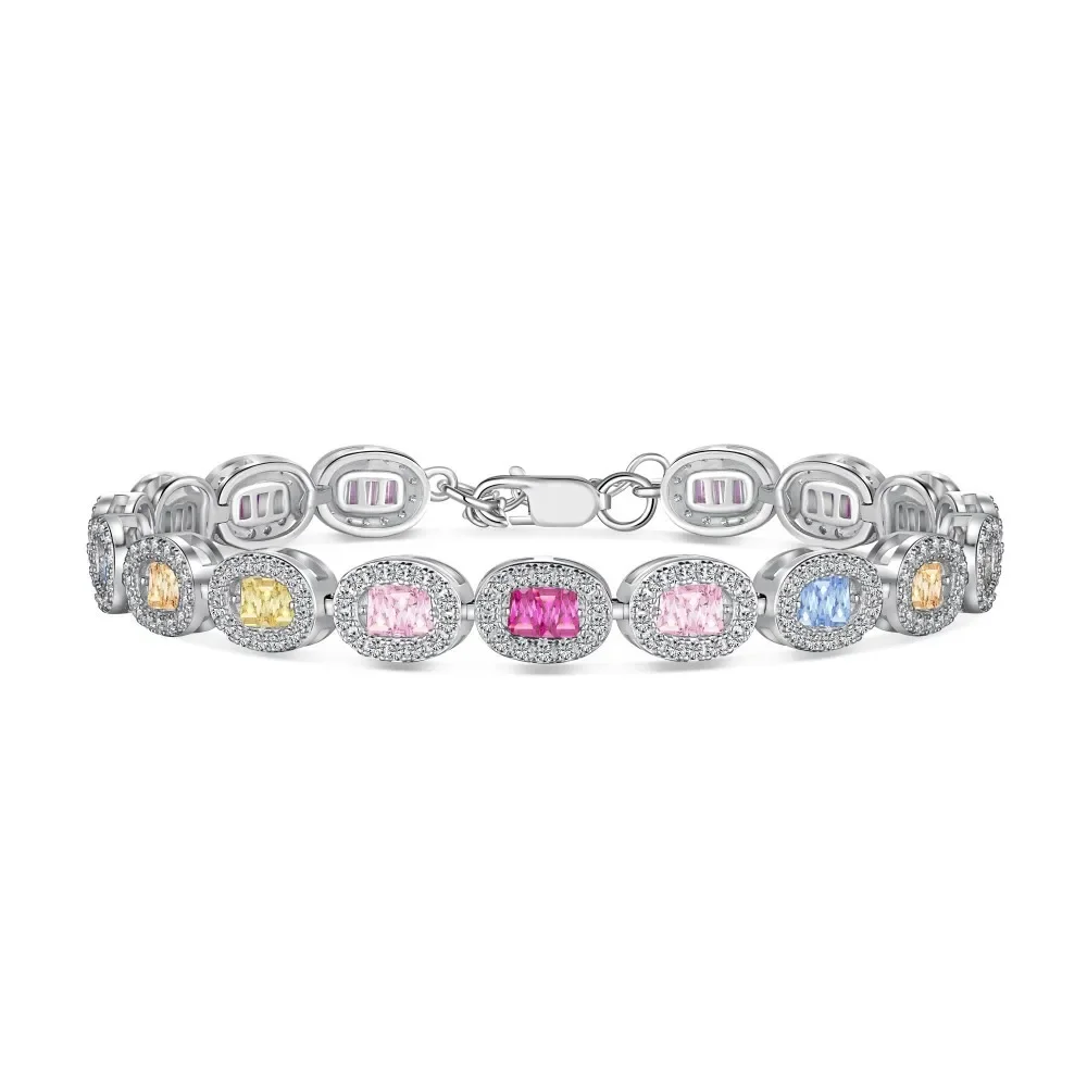 

STL Japanese and Korean Light Luxury S925 Pure Silver Bracelet with Advanced Color Zircon Inlaid Fashion Versatile