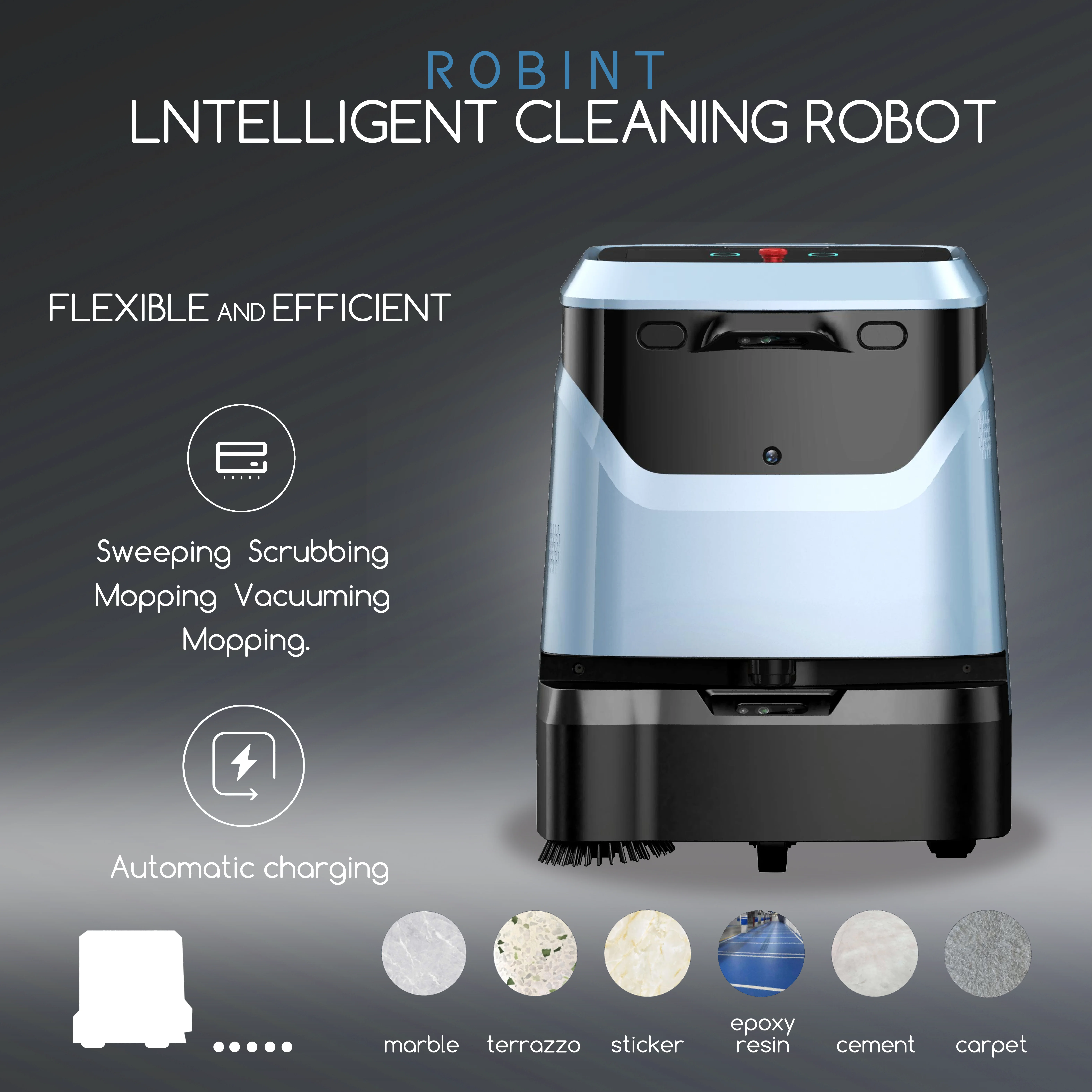 AI-Powered Commercial Cleaning Robot/ Warehouses Automatic Sweeping Mopping/Scrubbing 8H Battery Life