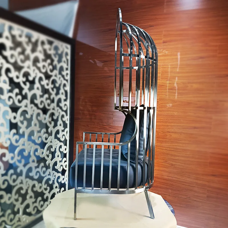 Stainless steel birdcage single chair casual high back chair