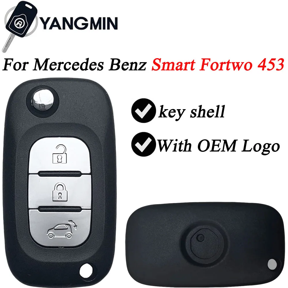 

For MerYANGMIN Car Key Shell Case For Benz Smart Fortwo 453 Forfour 2015 2016 2017 CWTWB1G767 TWB1G767 Flip Folding