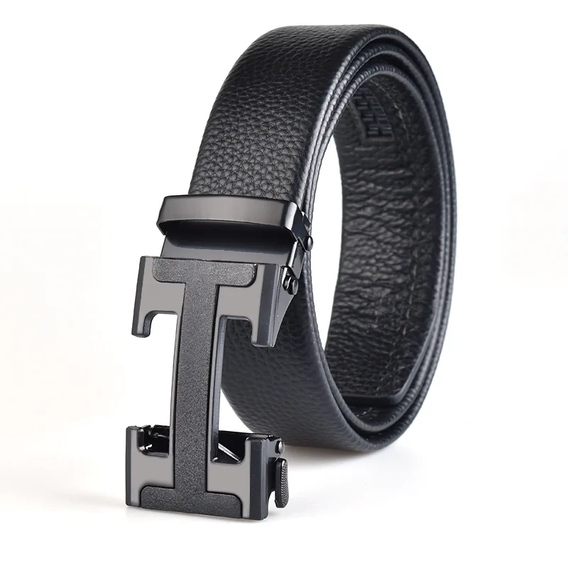 Легкий роскошный модный мужской пояс с автоматической пряжкой и высококачественными кожаными буквами, простой и зрелый мужской ремень