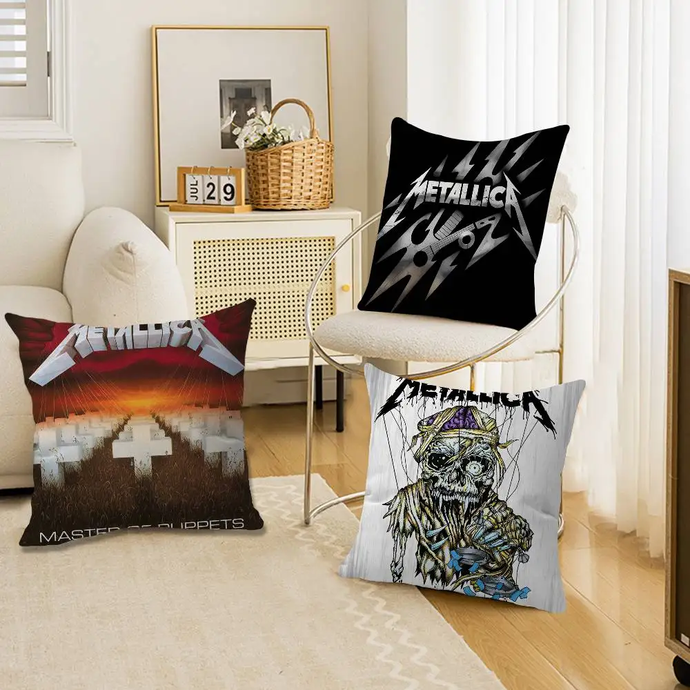 Heavy Band M-Metallica Pillow Covers Cartoon Sofa Decorative Home Double-sided Printing Short Plush Cute Cushion Cover