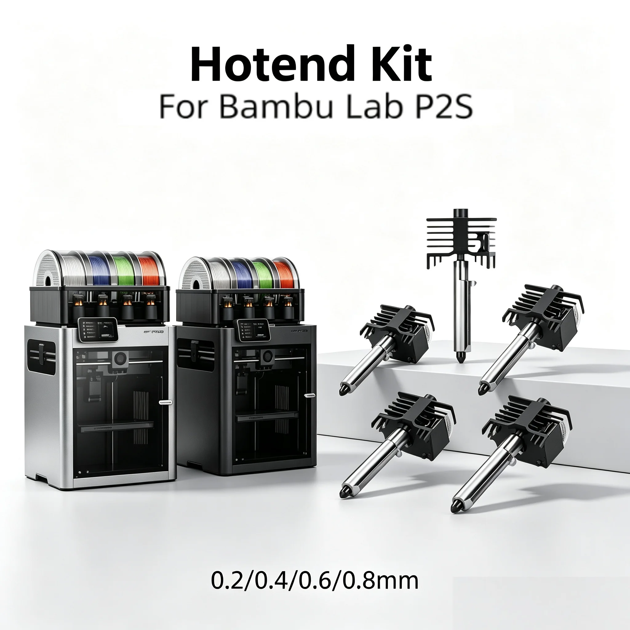 

For Bambu Lab P2S Upgrade Hotend Kit Detachable Hardened Steel Hotend Magnetic Quick Release 0.2-0.8mm Nozzle for Bambulab H2D