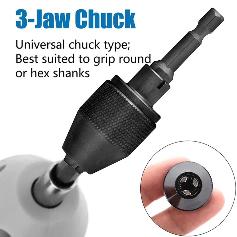 1/4inch Keyless Drill Chuck 0.3-6.5mm Hex Shank Chuck Adapter Drill Converter Tool Drill Chuck Clamp Quick Change Driver