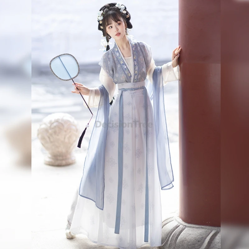 Spring Summer Chinese Tang Dynasty Hanfu Princess Dress Women Cosplay Costume Fairy Dresses Vestidos Traditional Daily Hanfu Set