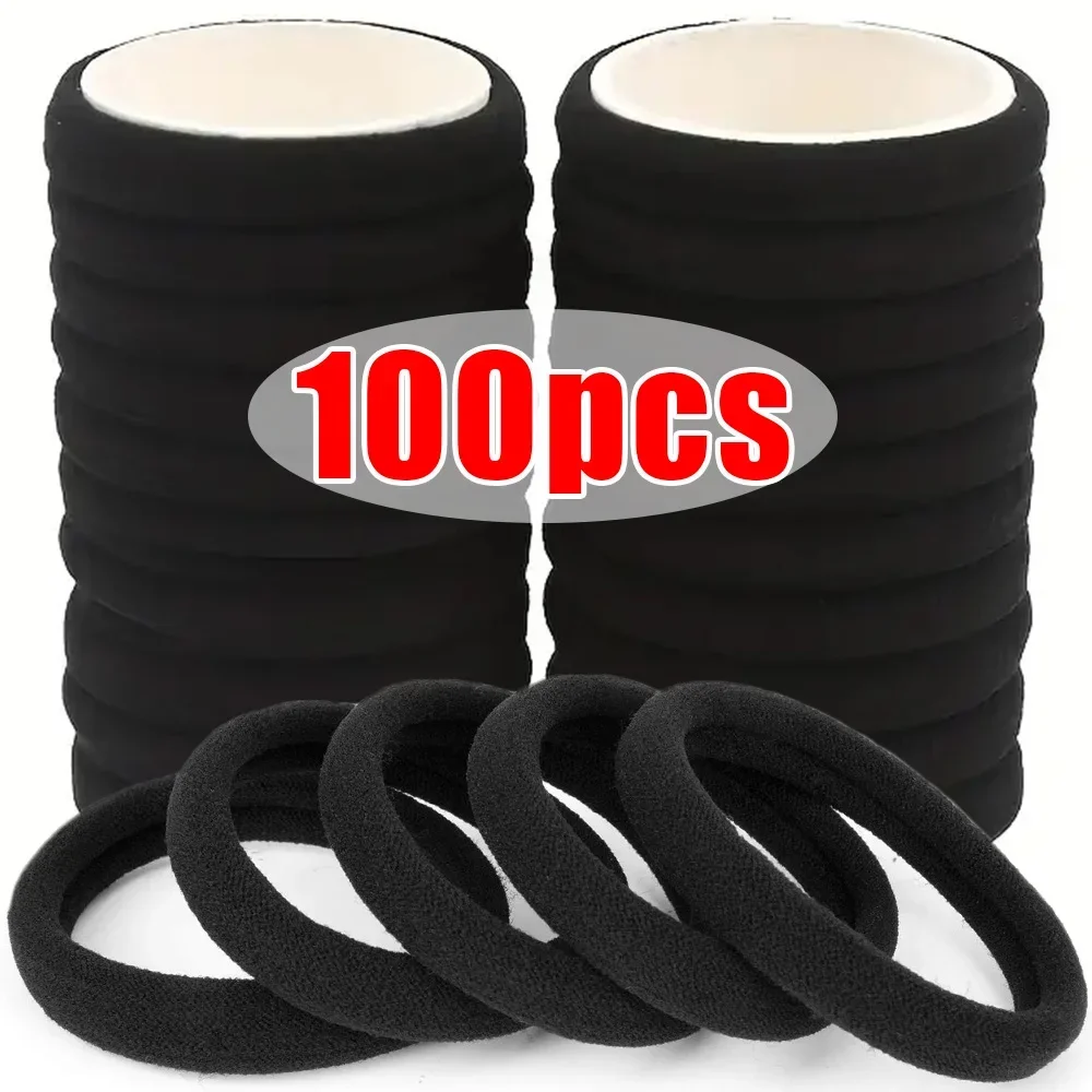 

Эластичные базовые резинки для волос для женщин и девушек, черные бесшовные резинки для волос, резинки, заколки для конского хвоста, резинки, аксессуары для волос