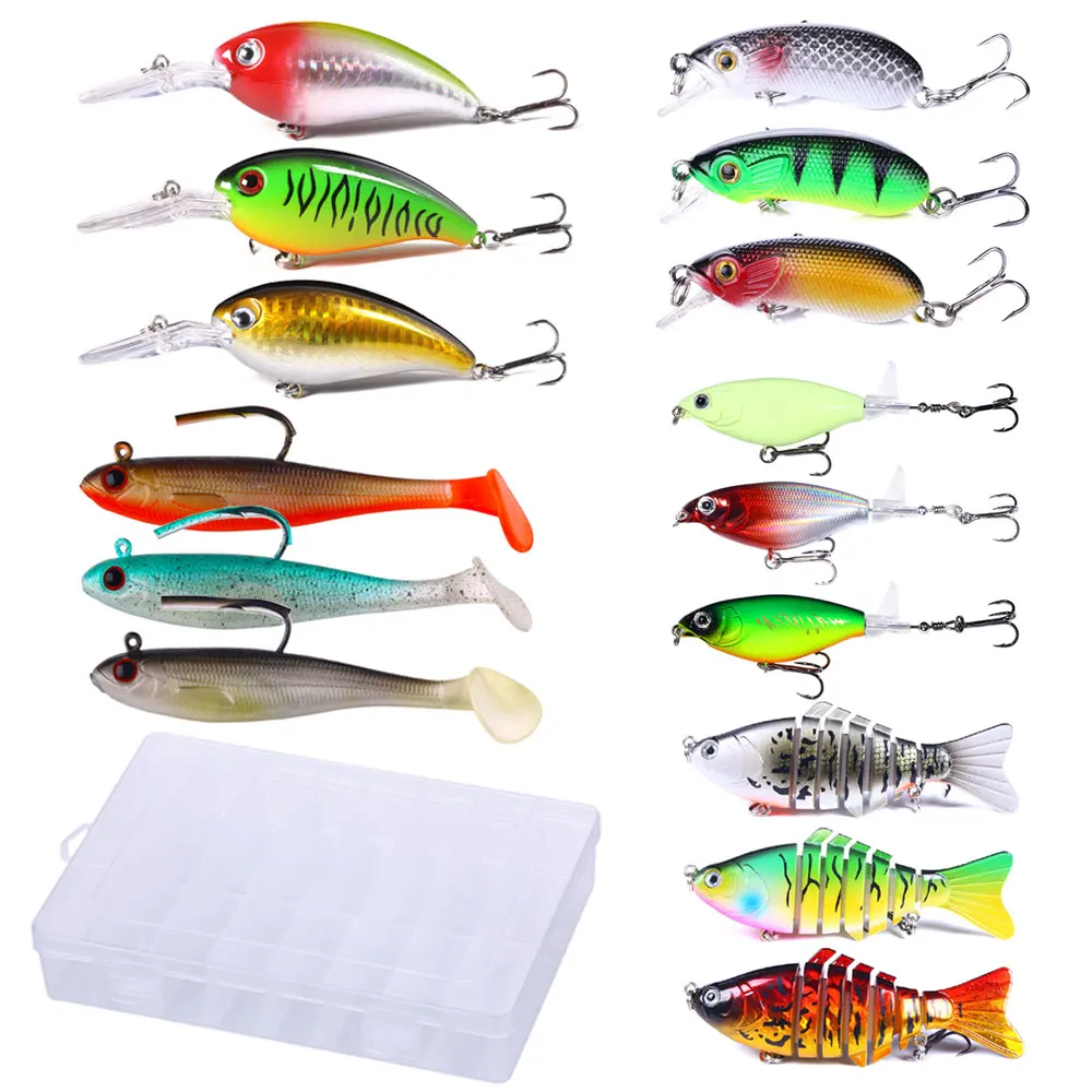kit-de-caixa-15-pcs-conjunto-isca-de-pesca-mista-minnow-swimbait-lapis-isca-macia-para-baixo-pique-truta-poleiro-zander-agua-doce-agua-salgada