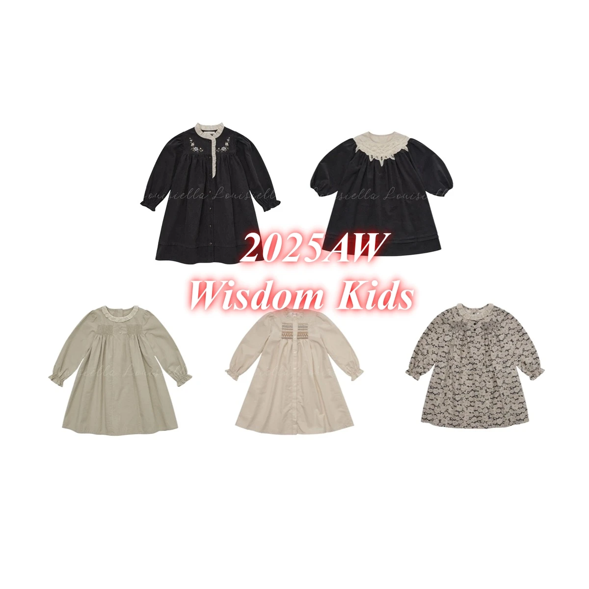 

In Stock! Girls Dress 2025 Autumn/Winter New Lou Girls Dress Long Sleeves Embroidery Princess Dress Embroidered Lace Clothes