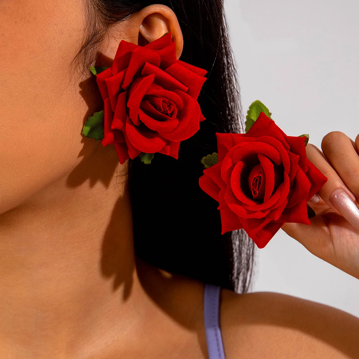 Tocona Pretty Big Rose Flowers Stud Earrings for Women New Simple Trend Design Jewelry Party Accessories Gift Wholesale