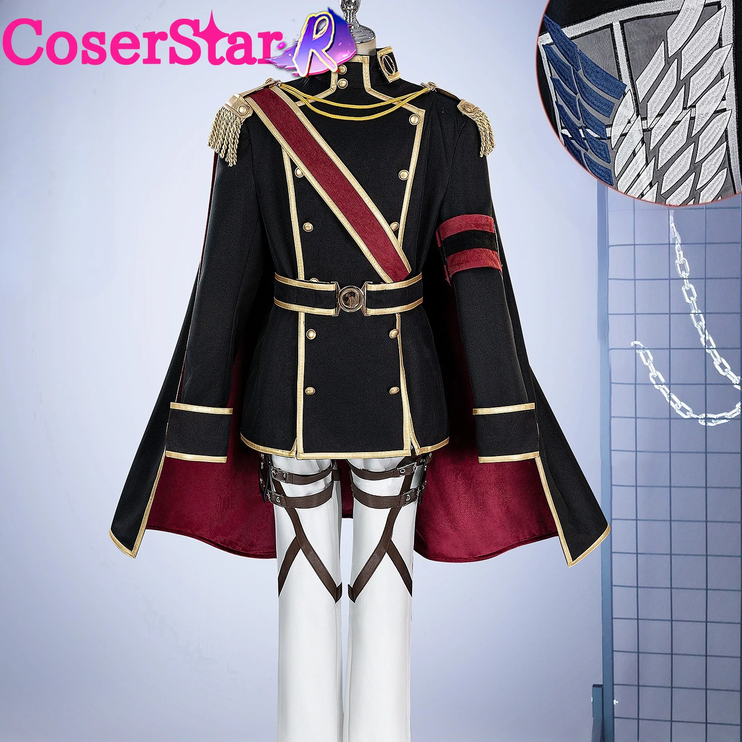 

CoserStar-R Attack on Titan Shingeki no Kyojin Survey Corps Levi Rival Ackerman Cosplay Costume Role Play Comic Con Wigs