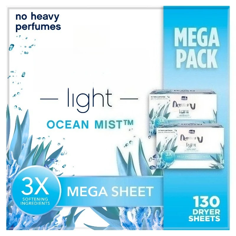 

Салфетки для сушки белья с ароматом морского бриза, 130 мега-салфеток