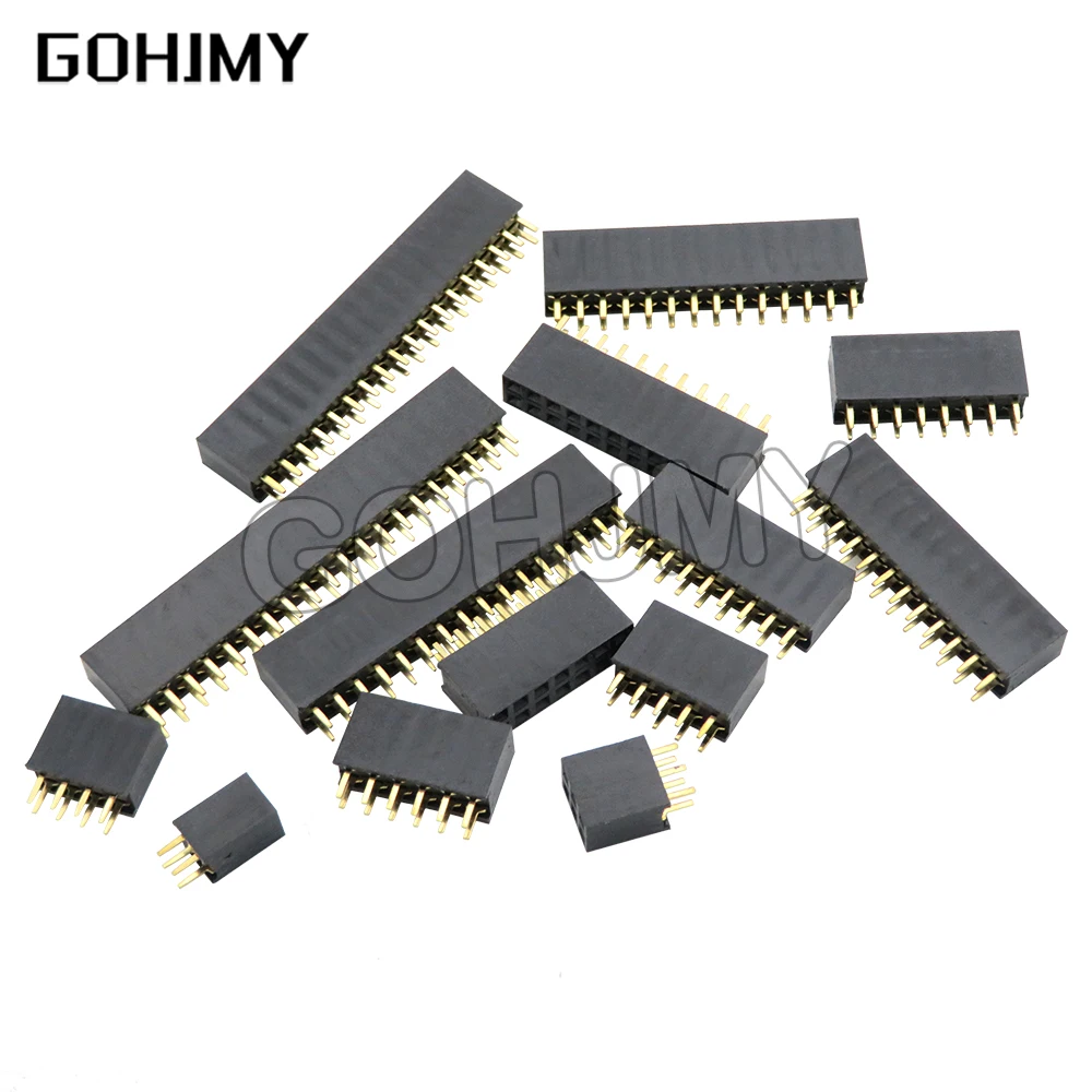 10 pinos dobro da fileira do pino fêmea do encabeçamento passo 2.54mm 2*2p 3pin 4pin 5pin 6pin 7pin 8pin 9pin 20pin conector para arduino