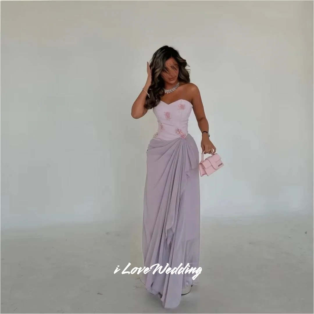 

Purple Strapless Prom Dresses 2025 Sleeveless Crystal A-line Evening Dress Floor-Length Pleated Wedding Party Dresses Customized