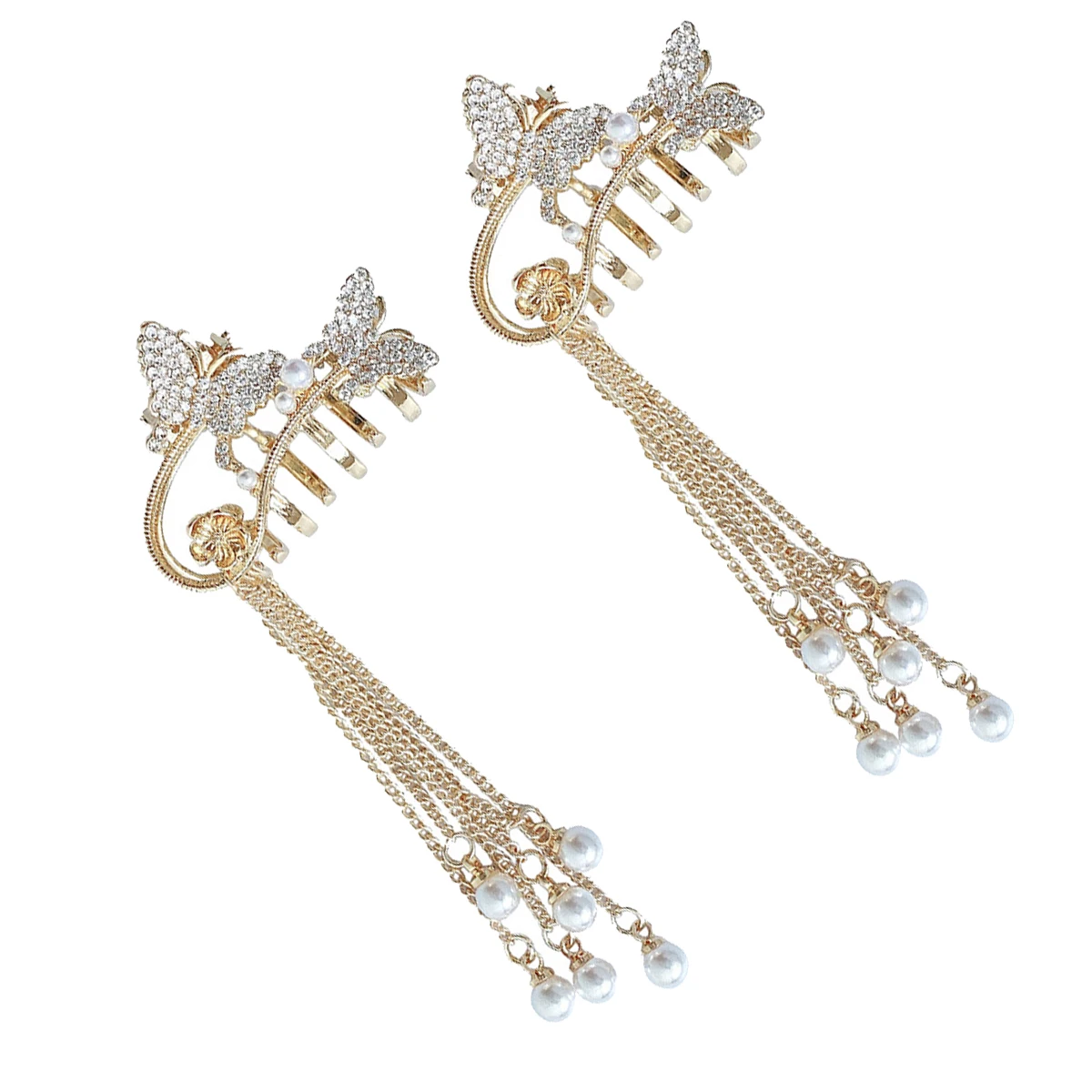 

2pcs Tassel Butterflies Claw Clips Durable Styling Tools Women Party Prom Accessories Dangle Hair Jaw Premium Material Colorful